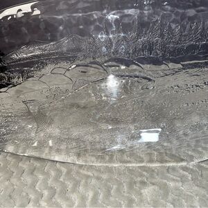 Vintage Salmon Platter, Glass, Paul Isling For Nybro Glasbruk